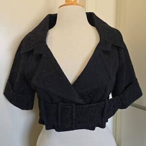 Arden B Black Blazer with Cropped Wrap Design